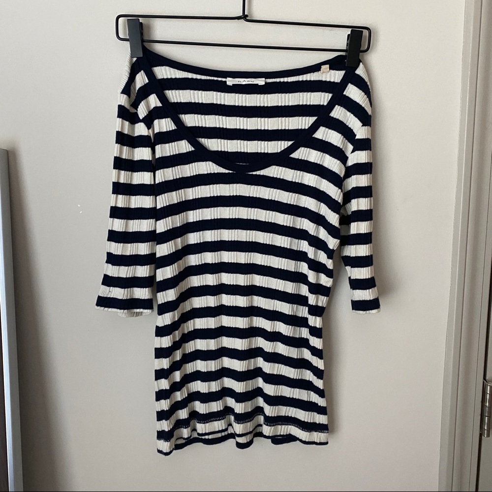 Doen Navy & White Three Quarter Sleeve Tee